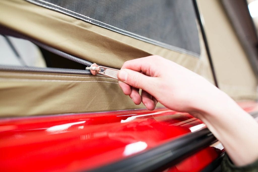 Campervan Pop Top Roof features - zipper