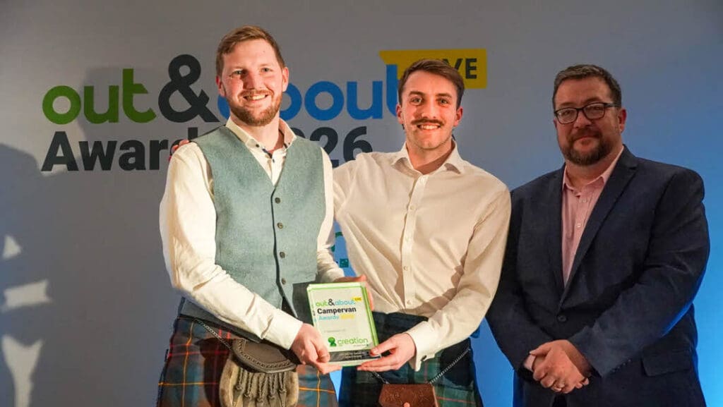 Jerba team receiving the award at the Out & About Live Awards 2026.