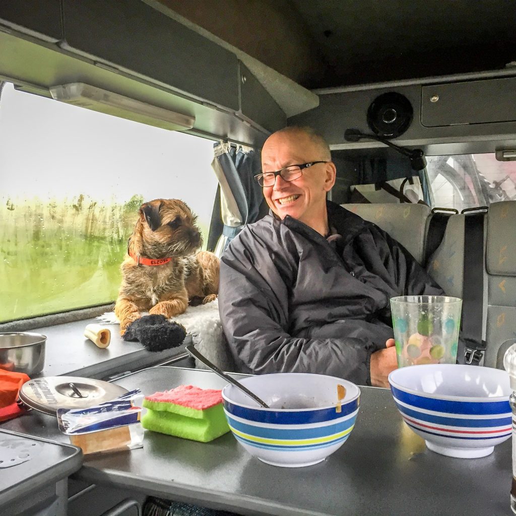 dog in campervan