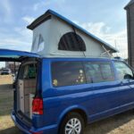 The Roof of a Dark Blue 2022 VW Transporter T6.1 Jerba Campervan, 22,500 miles.