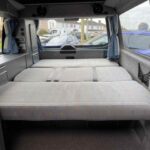 Rear Bed of Grey VW Transporter T5 2008, Jerba Campervans Cromarty, 87,000 miles.