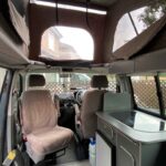 Raised roof of Grey VW Transporter T5 2008, Jerba Campervans Cromarty, 87,000 miles.