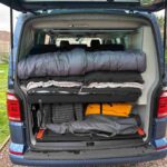 Boot view of a Blue 2017 VW Transporter T6 Jerba Cromarty Campervan, 16,500 miles.