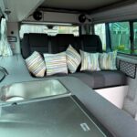 Kitchen of a Blue 2017 VW Transporter T6 Jerba Cromarty Campervan, 16,500 miles.