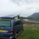 Rear View of a Blue 2017 VW Transporter T6 Jerba Cromarty Campervan, 16,500 miles.