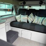 Rear Seats of a Blue 2017 VW Transporter T6 Jerba Cromarty Campervan, 16,500 miles.