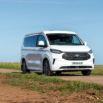 Front side of a White 2026 Ford Transit Custom Camper Jerba Tiree, 5000 Miles.