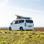 Rear side of a White 2026 Ford Transit Custom Campervan Jerba Tiree, 5000 Miles.