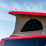 Roof Canvas of a Red 2026 Ford Transit Custom Campervan, Jerba Sanna, 1000 Miles.