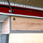 Overhead Locker of a Red 2026 Ford Transit Custom Campervan Jerba Cromarty, 5000 Miles.