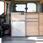 The inside of a Red 2026 Ford Transit Custom Campervan Jerba Cromarty, 5000 Miles.