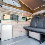 Rear Seats of a White 2026 Ford Transit Custom Campervan Jerba Tiree, 5000 Miles.