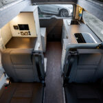 Countertops of a Red 2026 Ford Transit Custom Campervan, Jerba Sanna, 1000 Miles.