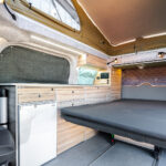 Folding Seats of a White 2026 Ford Transit Custom Campervan Jerba Tiree, 5000 Miles.