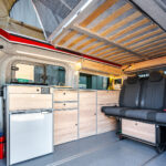 Roof Bed of a Red 2026 Ford Transit Custom Campervan Jerba Cromarty, 5000 Miles.