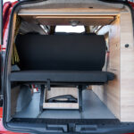 The Boot of a Red 2026 Ford Transit Custom Campervan Jerba Cromarty, 5000 Miles.