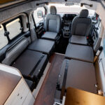 Rear Beds of a Red 2026 Ford Transit Custom Campervan, Jerba Sanna, 1000 Miles.