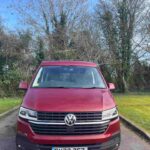 Front View of a Red VW Transporter T6.1 Campervan Jerba Sanna, 19,000 miles.