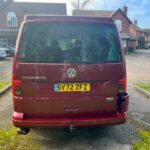 Rear View of a Red VW Transporter T6.1 Campervan Jerba Sanna, 19,000 miles.