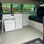 Furniture of a Red 2020 VW Transporter T6 Campervan Jerba Cromarty, 17,000 Miles.