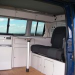 Rear Seats of a Blue 2018 VW T6 Transporter Tiree Campervan, 43,500 Miles.