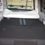 Rear Bed of a Blue 2018 VW T6 Transporter Tiree Campervan, 43,500 Miles.