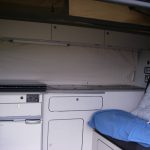 The Kitchen of a Blue 2018 VW T6 Transporter Tiree Campervan, 43,500 Miles.
