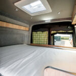 Rear Bed of a 2024 MWB VW Crafter Jerba Campervans Harris Layout, 1,800 miles.