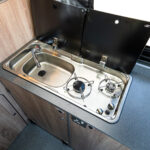 Hob and Sink of a 2024 MWB VW Crafter Jerba Campervans Harris Layout, 1,800 miles.