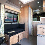 Rear Seating of a 2024 MWB VW Crafter Jerba Campervans Harris Layout, 1,800 miles.