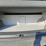 Rear Storage of a Blue VW Transporter T5 2011 Campervan Conversion, 94000 miles.