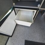 Drawer Fridge of a Blue VW Transporter T5 2011 Campervan Conversion, 94000 miles.