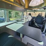 Rear Table of a Blue VW Transporter T5 2011 Campervan Conversion, 94000 miles.