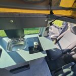 Hob and Sink of a Blue VW Transporter T5 2011 Campervan Conversion, 94000 miles.