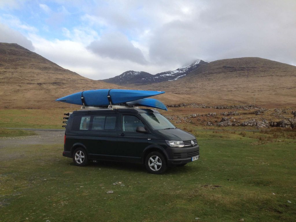 Side View of a Green 2017 VW Transporter T6 Campervan SWB, 76,500 Miles.