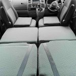 Sliding Beds of a Beige 2013 VW Transporter T5 LWB Campervan, 87,000 Miles.