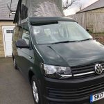 Elevating Roof of a Green 2017 VW Transporter T6 Campervan SWB, 76,500 Miles.