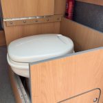 Fixed Toilet of a Beige 2013 VW Transporter T5 LWB Campervan, 87,000 Miles.