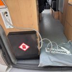 Rear Shower of a Beige 2013 VW Transporter T5 LWB Campervan, 87,000 Miles.