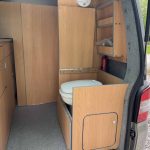 Rear Layout of a Beige 2013 VW Transporter T5 LWB Campervan, 87,000 Miles.