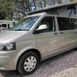 Front View of a Beige 2013 VW Transporter T5 LWB Campervan, 87000 Miles.