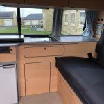 Rear Kitchen of a Green 2017 VW Transporter T6 Campervan SWB, 76,500 Miles.