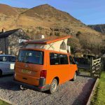 Rear View of an Orange 2021 VW Transporter T6.1 Tiree Campervan, 66000 Miles.