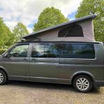 Side View of a Grey 2016 VW Transporter T6 Jerba Campervan LWB, 53,500 Miles.