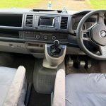 Front Seats of a Grey 2016 VW Transporter T6 Jerba Campervan LWB, 53,500 Miles.