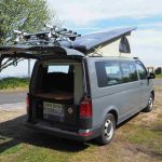Rear Tailgate of a Grey 2019 VW T6 Transporter LWB Jerba Campervan, 56,250 Miles.