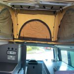 Elevating Roof of a Blue 2020 VW Transporter T6 LWB Campervan Sanna Layout, 16000 Miles.
