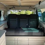 Rear Seats of a Grey 2021 VW T6.1 Transporter Campervan, Jerba Cromarty, 20000 Miles.